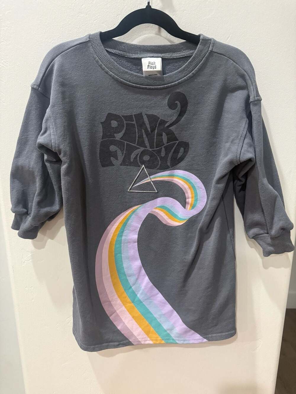 Pink Floyd Dark Side of the Moon Toddler Girl Gray Sweatshirt Dress Size 4T